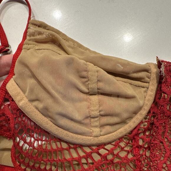 For Love & Lemons Skivvies Size XS Red Nude Underwire Bralette Bra Festival READ - Picture 7 of 8